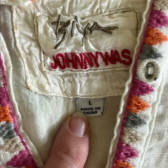 Johnny Was Embroidered White Shift Dress - Picture 6 of 6